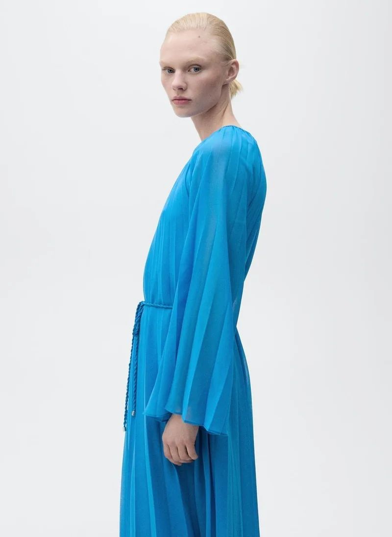 Mango  pleated chiffon dress for Women | Best Price UAE